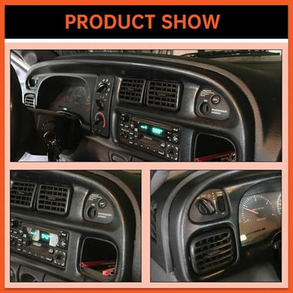 ECOTRIC Dash Board Bezel Cover Compatible with 1998-2002 Dodge Ram 1500 2500 3500 Truck Replace for 68042746AC, 5GK51DX9AA, 5EU11DX9AB w/Clips - size: Dash Bezel W/O Vents