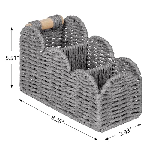 CubesLand Bedside Table Desk Organizer Caddy, Remote Pen&Pencil Holder Cup, Makeup Brush Holder w/Scalloped Perfect for Home, Office Desk, Living Room Table Decor, 3 Slots Grey - color: Grey