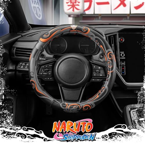 Naruto Shippuden Car Steering Wheel Cover, 15 Inch Anime Steering Wheel Cover, Cushioned Soft Comfortable Cover Anime Car Accessories for Men Women, Nine Tails - color: Naruto Nail Tail