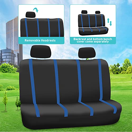 FH Group Car Seat Covers Full Set Cloth - Universal Fit Automotive Seat Covers, Low Back Front Seat Covers, Solid Back Seat Cover, Washable Car Seat Cover for SUV, Sedan and Van Blue - color: Blue, size: Full Set