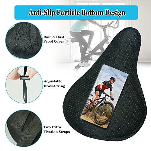 Gel Bike Seat Cover Padded Bicycle Saddle Covers for Women & Men, Most Comfortable Exercise Bike Seat Cushion Cover, Soft for Spin Indoor Outdoor Cycling Class Mountain Stationary Bikes