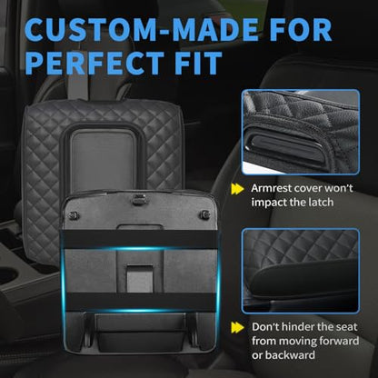 Center Console Cover Compatible with Silverado/Sierra 2014-2018 with 40/20/40 Jump Seat, Premium Leather Armrest Cover Pad, Car Middle Console Cover (ONLY for Split Bench Seat Console) - size: 2014-2018 Silverado/Sierra (Bench Seat Console)