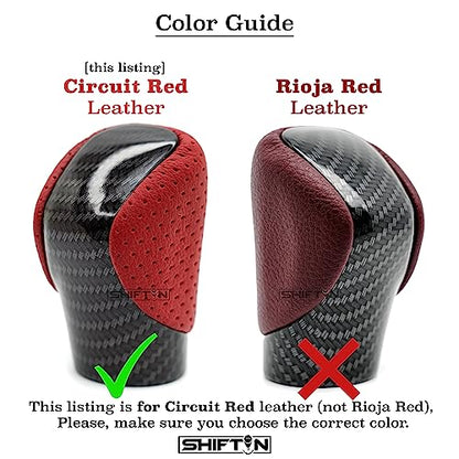 Gear Shift Knob Shifter for Lexus ES GS GX IS-300 NX RC RX 200t 300 350 450h 450hL 350L Nuluxe F-Sport OEM Style Replacement (Circuit Red Leather/Carbon Fiber Pattern) - color: Circuit Red Leather / Carbon Fiber Pattern