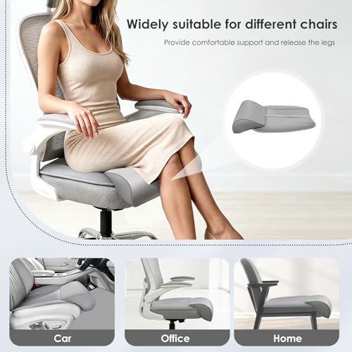 Car Seat Extender Leg Support Cushion for Driver Seats Office Chair, Leather Widened seat Cushion for Long Drivers Universal Car Seat Cushion Legs Rest Pads-Grey - color: Grey