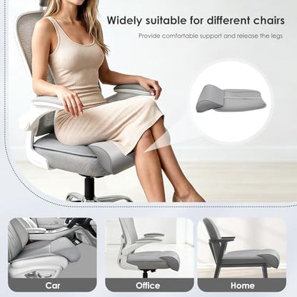 Car Seat Extender Leg Support Cushion for Driver Seats Office Chair, Leather Memory Foam Widened seat Cushion for Long Drivers Universal Car Seat Cushion Legs Rest Pads-Light Grey