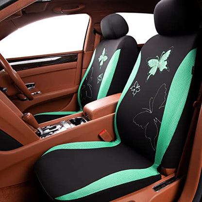 Flying Banner Butterfly car seat Covers ful Set Fashion Universal Lady Woman Female Rear Bench Split Colorized (Mint Green, Full Set - Lace) - color: Mint Green Lace, size: Full set