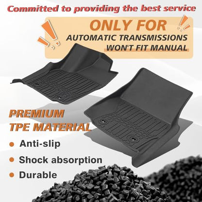 TripleAliners for Tacoma 2024 2025 2026 | Floor Mats First Row ONLY | for Double Cab & Access Cab All Weather Liners Compatible with 2024+ Toyota Tacoma Accessories (Fit Auto Trans), 2PC - size: Tacoma | Auto Trans | 2024+