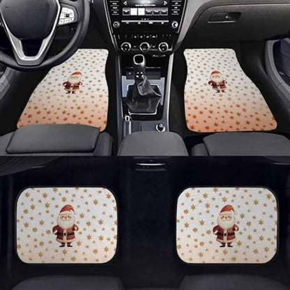 Father Christmas Print Car Vehicle Floor Mat Universal Fit All Weather Protection Rubber Carpets for Cars SUVs and Trucks,Set of 4 - color: Red Santa Christmas
