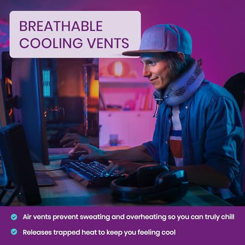 Cabeau Evolution Cool Long Haul Flight Cooling Travel Neck Pillow with Supportive Memory Foam, Airflow Vents, Compact Carrying Case, Purple - color: Purple