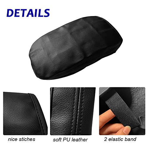 DEYTOP Console Cover for Cadillac XT5 2017-2026 Armrest Cover for Cadillac XT5 2025 2026 Accessories Anti-Scratch Leather Armrest Pad Protector (Black with Black Stitches)