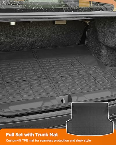 DrCarNow All-Weather Car Floor Mats Compatible with Subaru WRX 2022 2023 2024 2025 2026 Trunk Liner, Anti-Slip TPE Waterproof Heavy-Duty Black Full-Season Protection