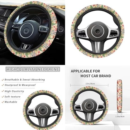 Mushroom Car Seat Cover Set for Front and Rear Cute Auto Interior Accessories Steering Wheel Covers Set Armrest Pad Headrest Covers Handbrake Gear Cover Cup Holder Universal Fit - color: Mushroom