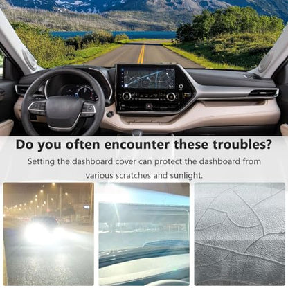 Dashboard Cover Suitable for Toyota Highlander 2020-2025 (L, LE, XLE, XSE, Limited, Platinum) Car Dashboard Cover Sun Visor Mat Non-Slip Polyester Dashboard Accessories - size: 2020-2025 For Toyota Highlander