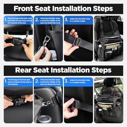 LUCMO Car Seat Organizer with Tablet and Laptop Compartment, Multiple Pockets Truck Front Seat and Backseat Organizer, Portable Large Capacity Office Bag with Adjustable Strap and Hardened Buckles