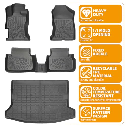 Floor Mats for Subaru Crosstrek 2018-2021-2023, for Subaru Impreza(NOT Hybrid) 2017-2023, Front Rear Mats & Cargo Mat, TPE Anti-Slip Waterproof Summer Winter Floor Liners Car Accessories - style: 11)2017-2023|Crosstrek&Impreza|Floor&Cargo Mats