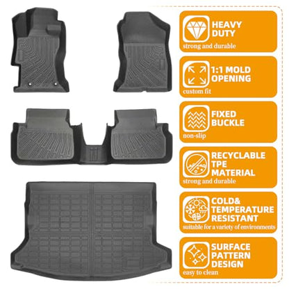 Floor Mats for Subaru Crosstrek 2018-2021-2023, for Subaru Impreza(NOT Hybrid) 2017-2023, Front Rear Mats & Cargo Mat, TPE Anti-Slip Waterproof Summer Winter Floor Liners Car Accessories - style: 11)2017-2023|Crosstrek&Impreza|Floor&Cargo Mats