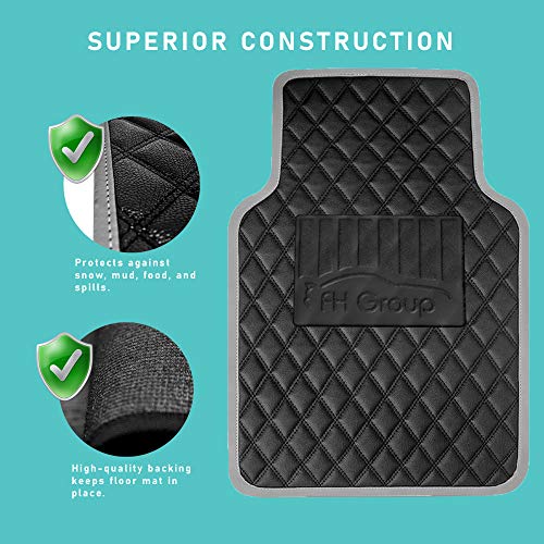FH Group Floor Mats - Faux Leather Floor Mats for Cars, Universal Fit Automotive Floor Mats, All Purpose Car Floor Mats, PU Leather Protector Mat for Most Sedan, SUV, Truck Floor Mats Beige