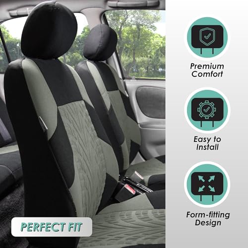 FH Group Three Row Set 7 Seater Gray Travel Master Car Seat Covers, Airbag and Split Rear Car Seat Cover Universal Fit Interior Accessories for Cars Trucks & SUV Automotive Seat Covers - color: Gray