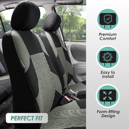 FH Group Three Row Set 7 Seater Gray Travel Master Car Seat Covers, Airbag and Split Rear Car Seat Cover Universal Fit Interior Accessories for Cars Trucks & SUV Automotive Seat Covers - color: Gray