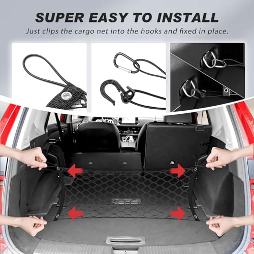 Trunk Mesh Cargo Net for Nissan Rogue 2026 2025 2024 2023 2022 2021, Floor Style Rear Trunk Cargo Net Fit Rogue Accessories, Heavy Duty Nylon Mesh Storage Netting Organizer with Hooks - size: Nissan Rogue
