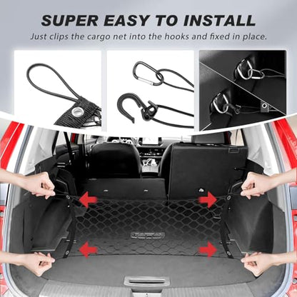 Trunk Mesh Cargo Net for Nissan Rogue 2026 2025 2024 2023 2022 2021, Floor Style Rear Trunk Cargo Net Fit Rogue Accessories, Heavy Duty Nylon Mesh Storage Netting Organizer with Hooks - size: Nissan Rogue