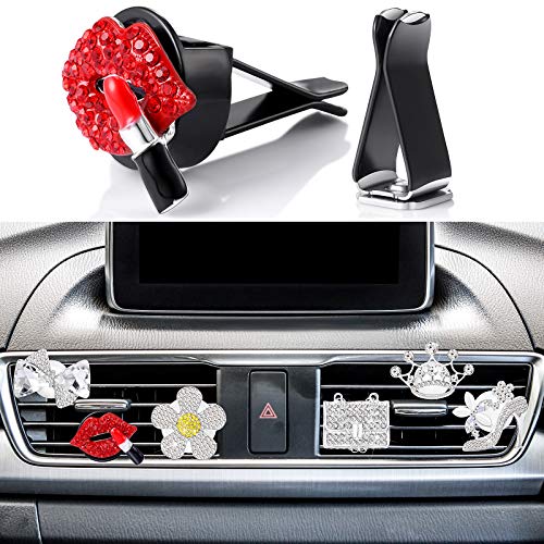 6 Pcs Car Vent Clips with Rhinestone, Bling Air Fresheners Vent Clips with Aromatic Soft Pad, Car Diffuser Accessories for Women, Automobile Air Conditioning Vents Decorations for Cars, Trucks, Suvs