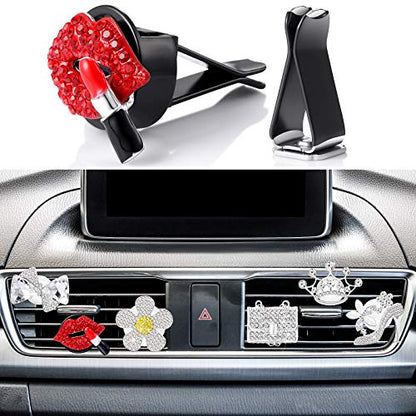 6 Pcs Car Vent Clips with Rhinestone, Bling Air Fresheners Vent Clips with Aromatic Soft Pad, Car Diffuser Accessories for Women, Automobile Air Conditioning Vents Decorations for Cars, Trucks, Suvs