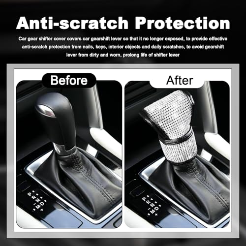 Bling Car Gear Shift Cover with Rhinestone,Stylish Crystal Gear Shift Knob Cover as Car Decorations,Universal Anti-Scratch Gears Shifter Covers Bling Cars Accessories for Women