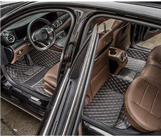 Custom Making Car Floor Mats for 97.5% Car Model Luxury Leather All Weather Waterproof Anti-Skid Full Coverage Liners (Black and Gray) - color: Black and Gray