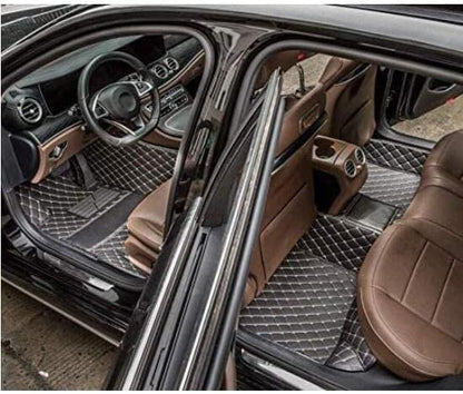 Custom Making Car Floor Mats for 97.5% Car Model Luxury Leather All Weather Waterproof Anti-Skid Full Coverage Liners (Black Yellow line) - color: Black Yellow line