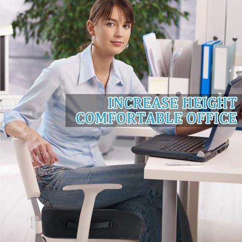 MINUPWELL 6" Extra Thick Office Chair Cushion, 2 Layers Memory Foam Adult Booster Seat Cushion, Thick Wheelchair Cushions, Thick Adult Booster seat Chair Cushion for Car Seat - 18x16x6in -（Black）