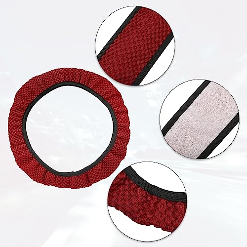 X AUTOHAUX Steering Wheel Cover Universal Elastic Stretch Antislip Breathable Microfiber Ice Silk Interior Trim Wheel Protector for Car Truck SUV Red - color: Red