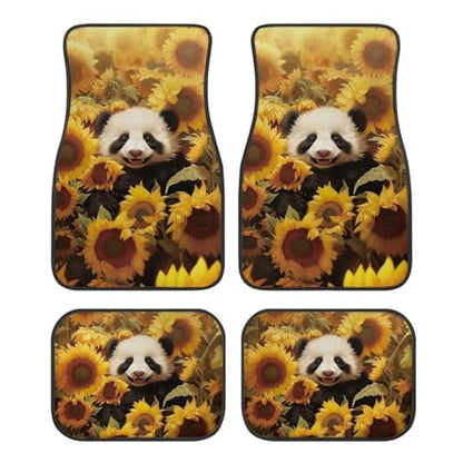 Panda Sunflower Yellow Car Floor Mats Front & Rear Car Mats Set of 4pcs Car Carpet Universal Fit for SUV,Vans,sedans,Trucks - color: Panda Sunflower Yellow