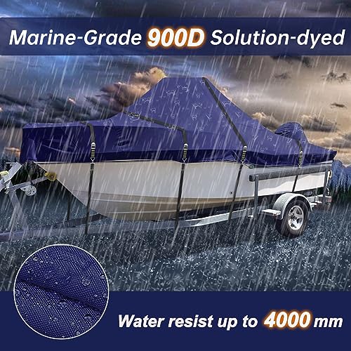 900D Center Console Boat Cover, Windproof Full Metal Buckle Straps Cover for Center Console Boat Heavy Duty Fits 16' - 18.5', Beam Width Up to 98'' W, Navy - color: Navy, size: 16'-18.5' Length , Beam Width up to 98" W