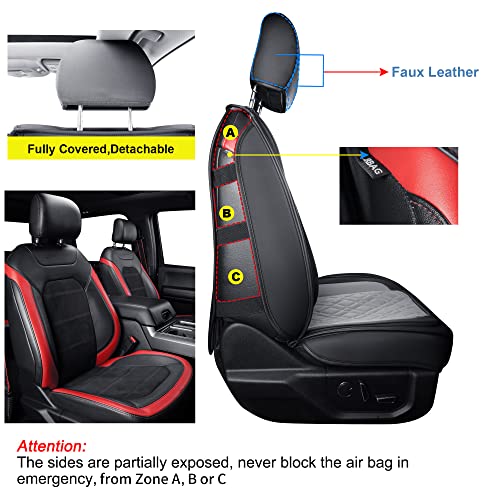 LUCKYMAN CLUB F150 Front-Only Seat Covers J03-Q3 with Waterproof Faux Leather, Fit 2015-2025 Ford F150 and 2017-2025 F250 F350 F450 (Front only, Black-Gray) - color: Black&Gray, size: Front Pair