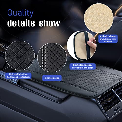 Ziciner Car Center Console Armrest Pad, 12.6X 7.2 Inch PU Leather Waterproof Auto Armrest Seat Box Cover Protector, Universal Car Interior Accessories (Black & Grey) - color: Black & Gray