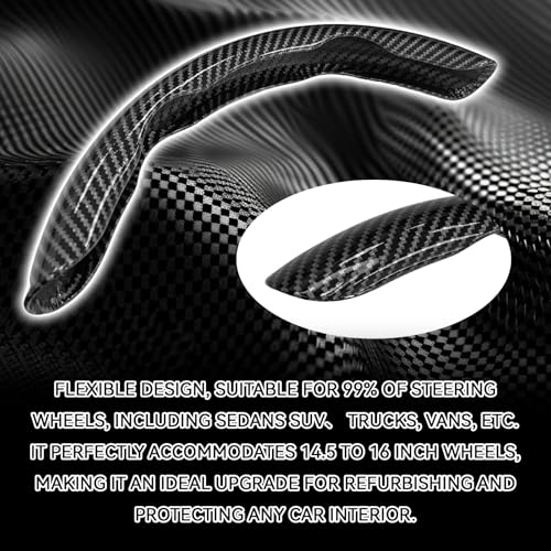 3PCS Carbon Fiber Steering Wheel Cover, Anti-Slip & Segmented Design, Snap on Car Steering Wheel Cover, Universal 99% Vehicle Wrap Grip Protector, Car Interior Accessories (Black) - color: BLACK
