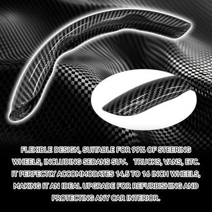 3PCS Carbon Fiber Steering Wheel Cover, Anti-Slip & Segmented Design, Snap on Car Steering Wheel Cover, Universal 99% Vehicle Wrap Grip Protector, Car Interior Accessories (Black) - color: BLACK