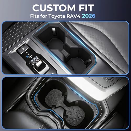 1st & 2nd Row Cup Holder Inserts for Toyota RAV4 2026, Center Console Interior Accessories Front & Rear Cup Holders Covers Protector for 2026 RAV 4, Black - style: Fits for 2026 RAV4