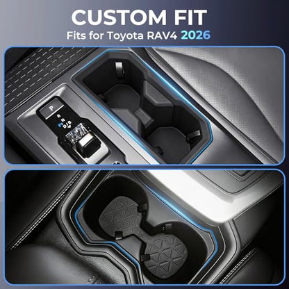 1st & 2nd Row Cup Holder Inserts for Toyota RAV4 2026, Center Console Interior Accessories Front & Rear Cup Holders Covers Protector for 2026 RAV 4, Black - style: Fits for 2026 RAV4
