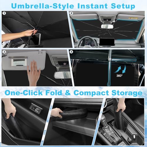 Windshield Sun Shade Umbrella Compatible with BMW X3 2018-2025, Upgraded Titanium Silver Sunshade with 360° Bendable Handle & Rearview Mirror Cutout, Reflective UV Heat Insulation - size: For BMW X3 2018+