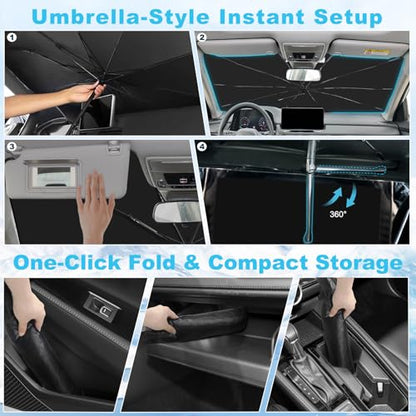Windshield Sun Shade Umbrella Custom Fit for Kia K5 2021-2025 Foldable UV Protection Car Cover, Emergency Rain Shield & Dashboard Protector - Durable Auto Accessory - size: For Kia K5 2021+