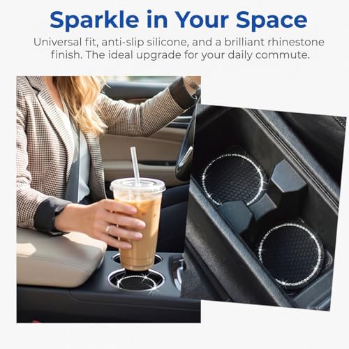 Car Cup Holder Coasters, Bling Cup Holder Insert Coaster Car Interior Accessories-2.75 inch Silicone Anti Slip Car Coaster-Universal (Pack of 2) DBlosp - color: Black