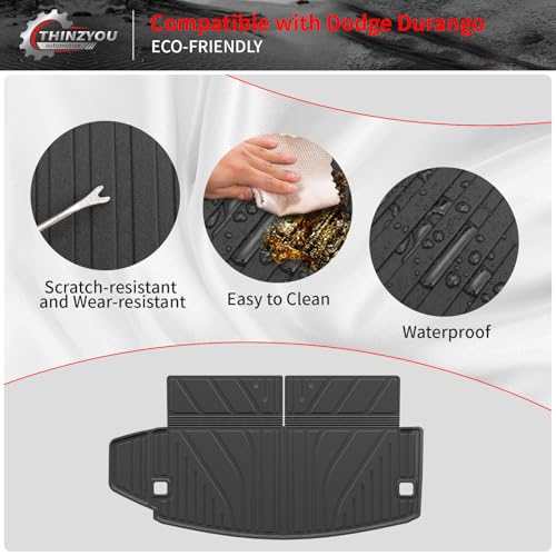 Floor Mats Compatible with 2016-2025 2026 Dodge Durango 6 Seats Cargo Mat Back Seat Protector Trunk Liner 2024 Durango Accessories (Fit 6 Seats, 3rd Row Backrest Mats+Trunk Mat+Floor Mats) - style: For Dodge Durango 6-Seater | 2016-2026