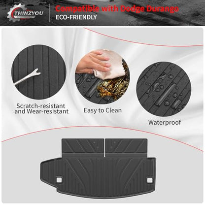 Floor Mats Compatible with 2016-2025 2026 Dodge Durango 6 Seats Cargo Mat Back Seat Protector Trunk Liner 2024 Durango Accessories (Fit 6 Seats, 3rd Row Backrest Mats+Trunk Mat+Floor Mats) - style: For Dodge Durango 6-Seater | 2016-2026