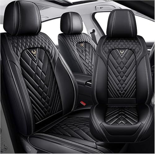 Leather Car Seat Covers for Silverado 1500 2007-2026, Full Set Seat Cover, Diamond Quilted Black Automotive Seat Covers, Waterproof & Breathable - size: Silverado 1500 Full Set