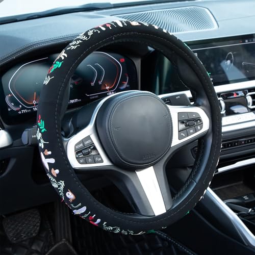 Embroidered Mushroom Snail Cute Steering Wheel Cover, Auto Anti-Slip Breathable Steering Wheel Protector,Mushroom Car Accessories for Women,Universal Size Fit Most Cars -15 inch - color: Mushroom