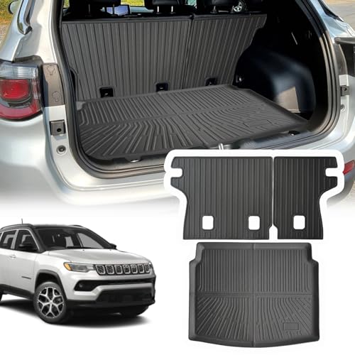 Cargo Liner Compatible with 2017-2025 2026 Jeep Compass Trunk Mat Cargo Mat Back Seat Cover Protector (Backrest Mats+Trunk Mat) - size: FOR Jeep Compass 2017-2025