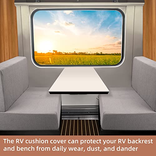 Sfcddtlg RV Dinette Cushion Covers - Grey Stretch Dinette Seat Covers - Washable Loveseat Slipcovers for Camper Car Bench Seats (2 Backrest & 2 Bench Covers)