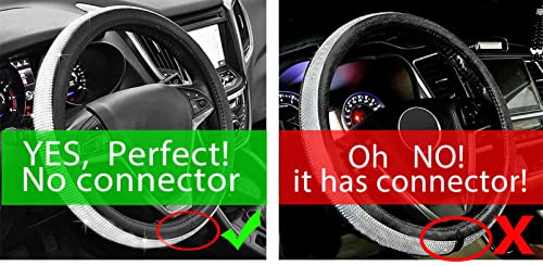 Bling Diamond Grey Leather Steering Wheel Cover Sparkly Crystal Glitter Rhinestones Car Wheel Protector for Women Men fit Suvs Vans Sedans Car Trucks 14.5-15in - color: Grey